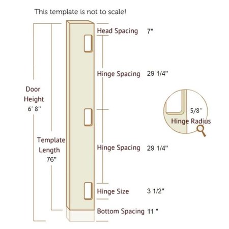 TEMPLACO 6 ft. x 8 in. Full Length Template for Three 0.25 in. Radius 3.5 in. Hinges TE567242